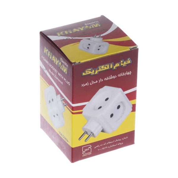 رابط برق 4 خانه بدون ارت دوشاخه دار طرح زمرد خیام الکتریک