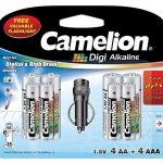 باطری قلمی 4 عدد + 4 عدد نیم قلم دی جی آلکالاین + چراغ قوه