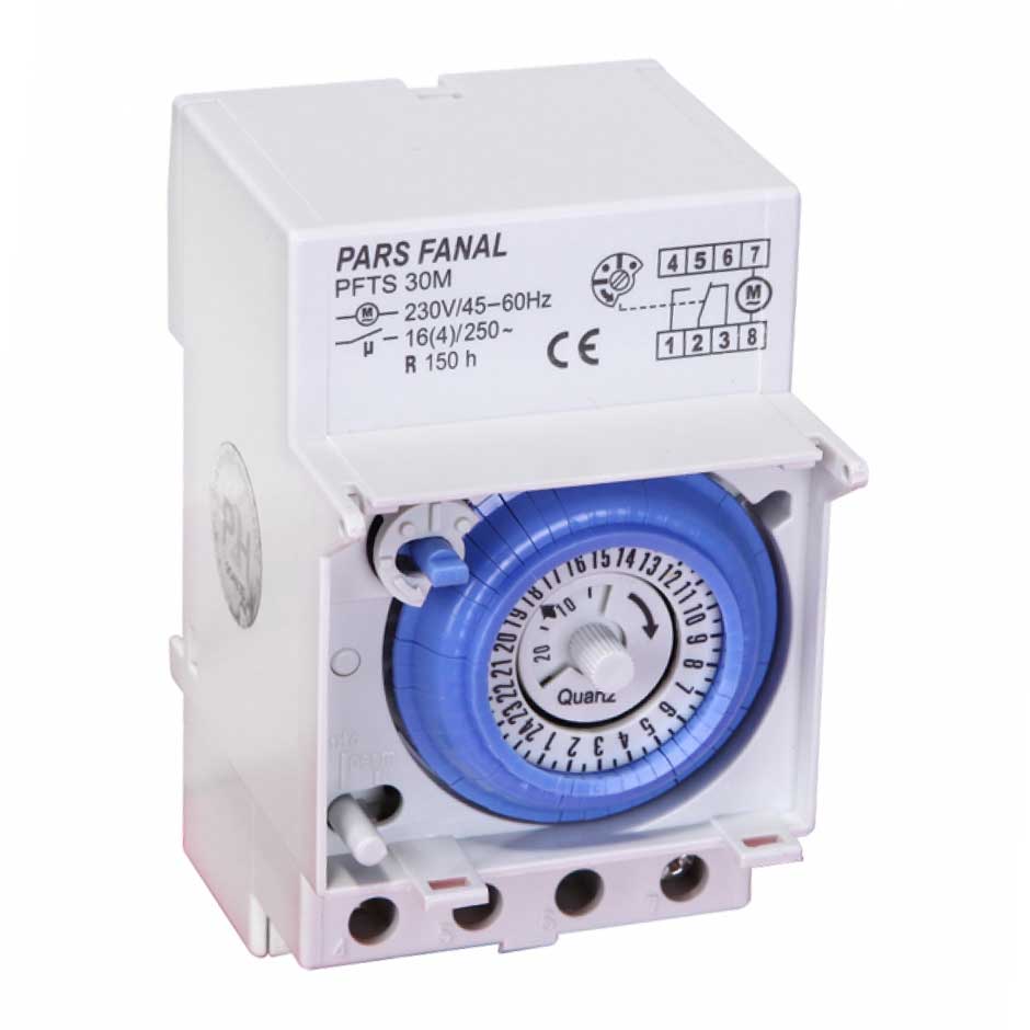 تایمر تابلویی ذخیره دار پارس فانال مدل PFTS 30M 30 دقیقه ای تایمر تابلویی ذخیره دار پارس فانال مدل PFTS 30M 30 دقیقه ای