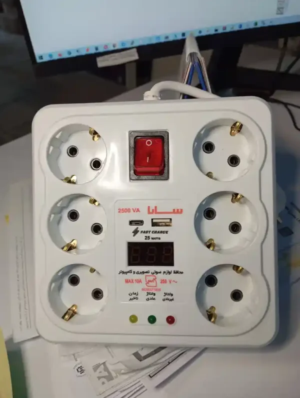 محافظ برق سارا ۶ خروجی مجهز به فست شارژ و تایپ C - Image 7