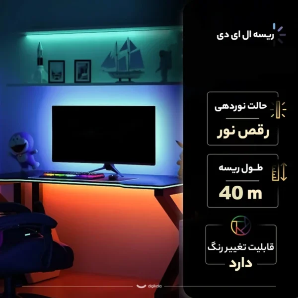 ریسه ال ای لومیز مدل SmartStrip-44key-40m bluetooth به همراه ریموت - Image 12