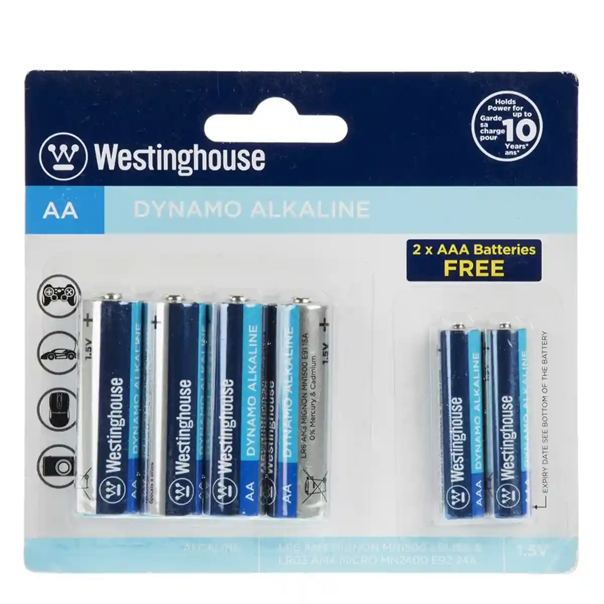 باتری قلمی و نیم قلمی وستینگهاوس مدل (2+4)Dynamo Alkaline بسته 6 عددی