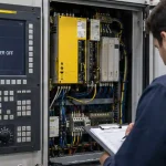 بررسی تابلو برق و کنترلر دستگاه CNC پس از توقف ناگهانی در کارگاه